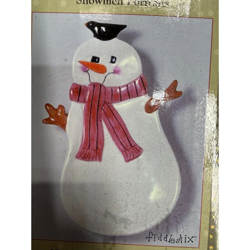 Sakura Oneida Snowmen Portraits Hand Painted Earthenware Spoon Rest Fiddlestix